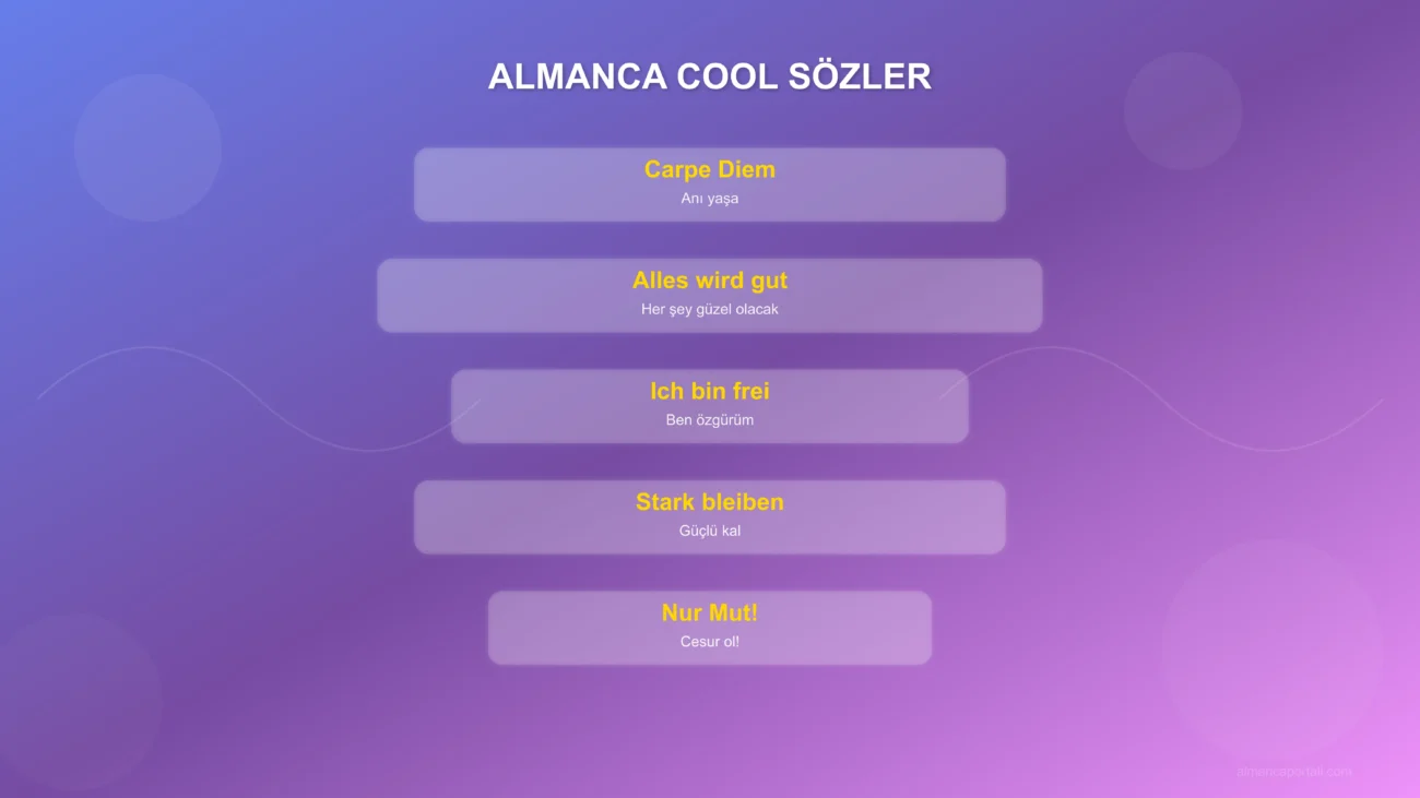 Almanca Sözler Kısa Cool