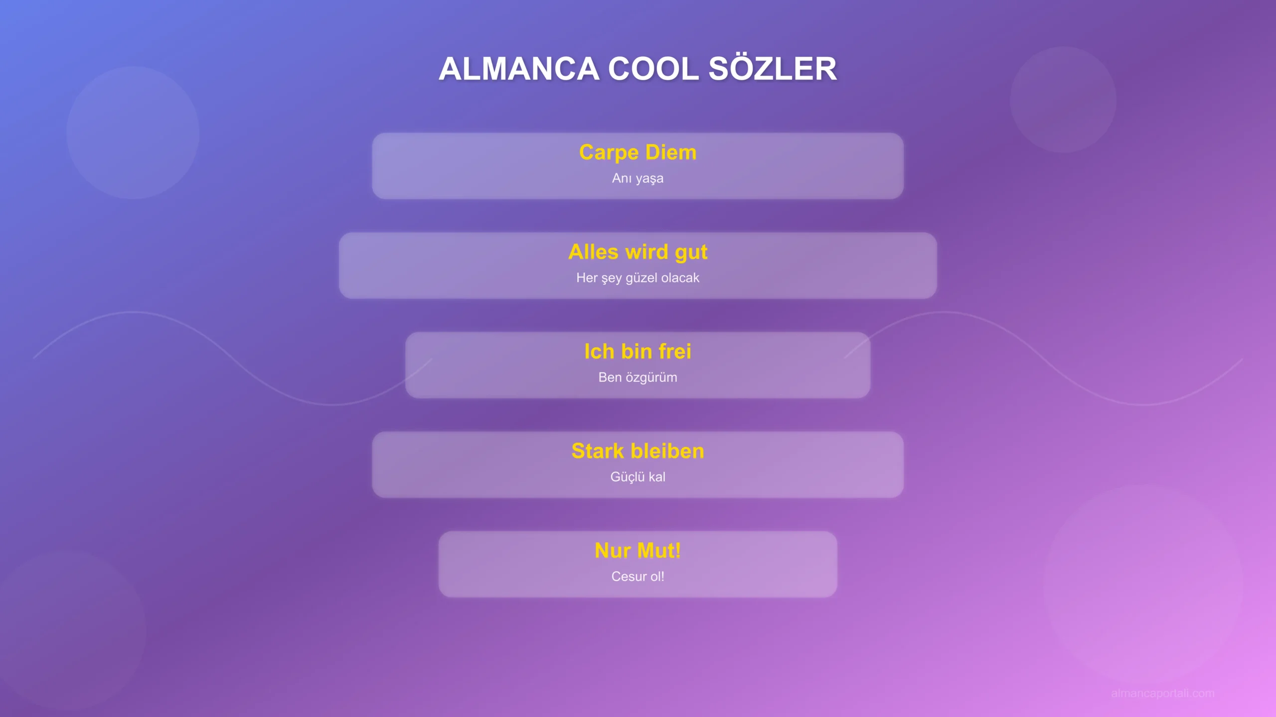 Almanca Sözler Kısa Cool