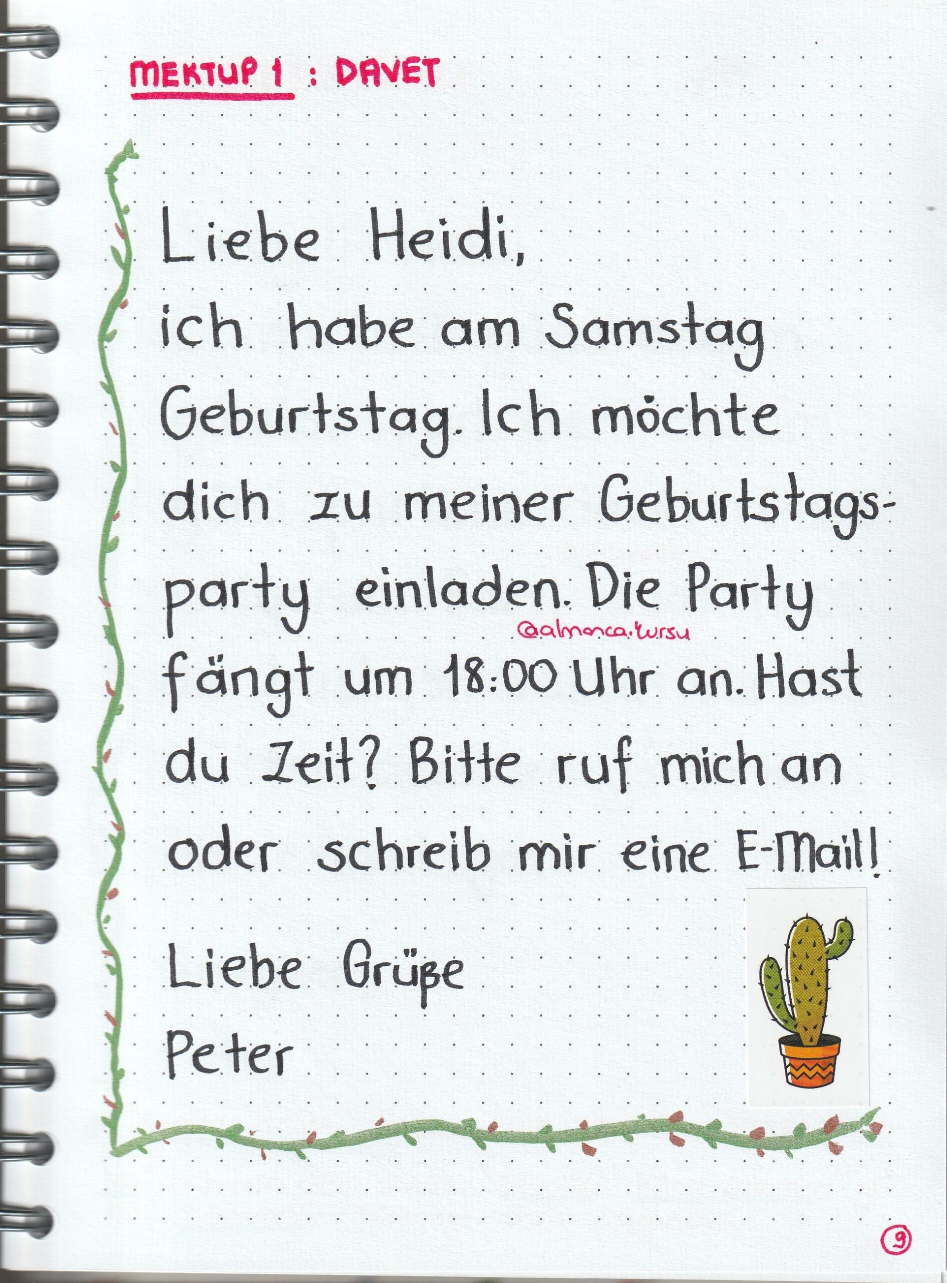 Almanca A1 Mektup Örnekleri 2 Almanca A1 Mektup Örnekleri - Görsel 2