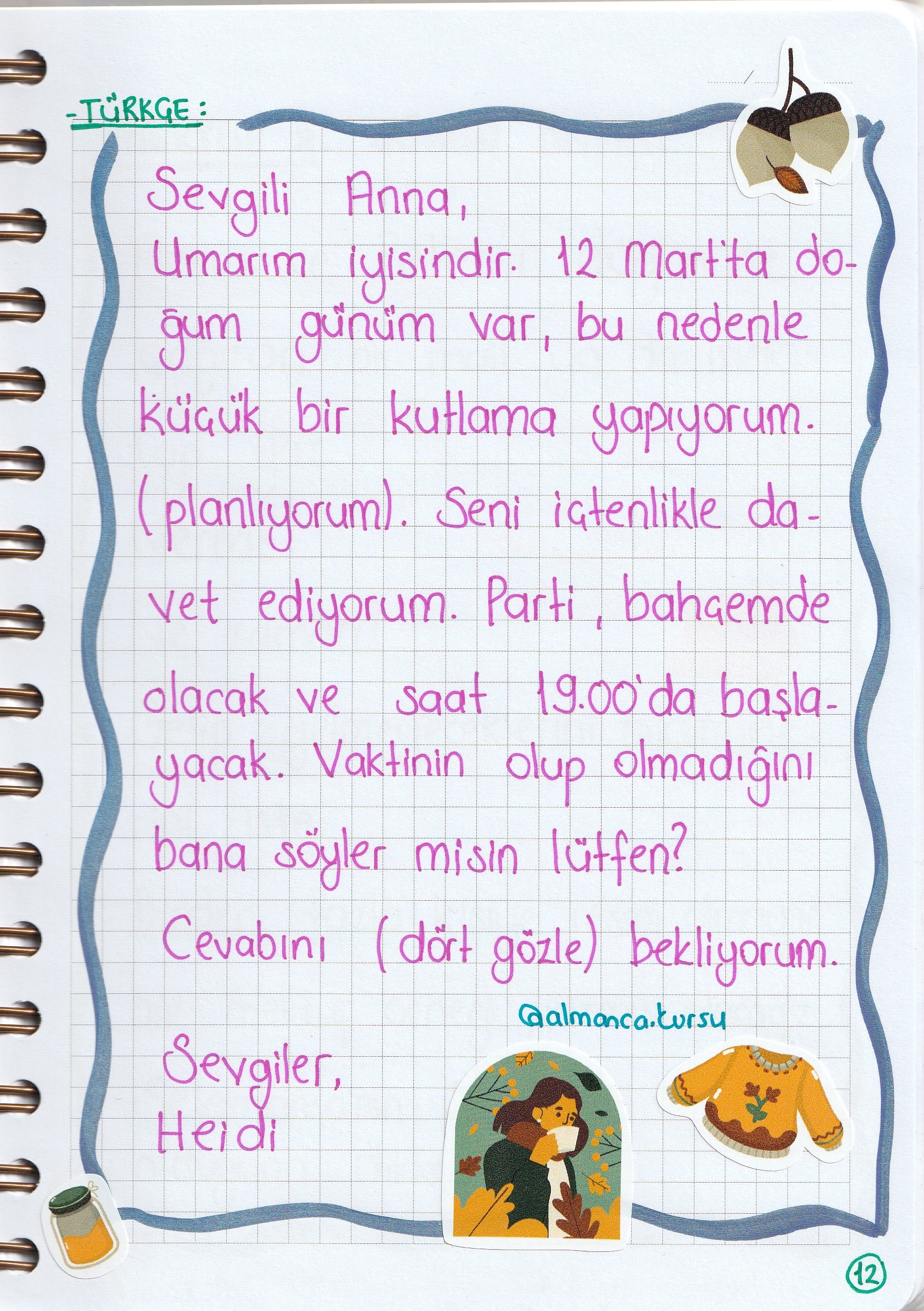 Almanca A2 Mektup Örnekleri 2 Almanca A2 Mektup Örnekleri - Görsel 2