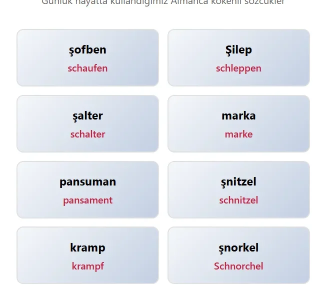 Almanca Eğitim Portalı 1 Almancadan Türkçeye Geçen Kelimeler