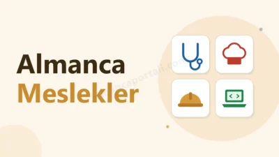 Almanca Portalı Ana Sayfa - Gutenberg 9 Almanca meslekler: stetoskop, aşçı şapkası, baret ve dizüstü bilgisayar simgeleri